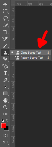 selecting clone stamp tool