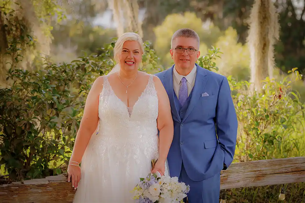 An unedited wedding photo shown before our wedding photo retouching service is applied.